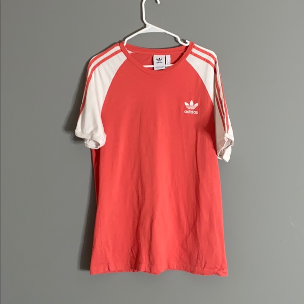 Adidas Salmon Color 3 Stripe T-Shirt - Large